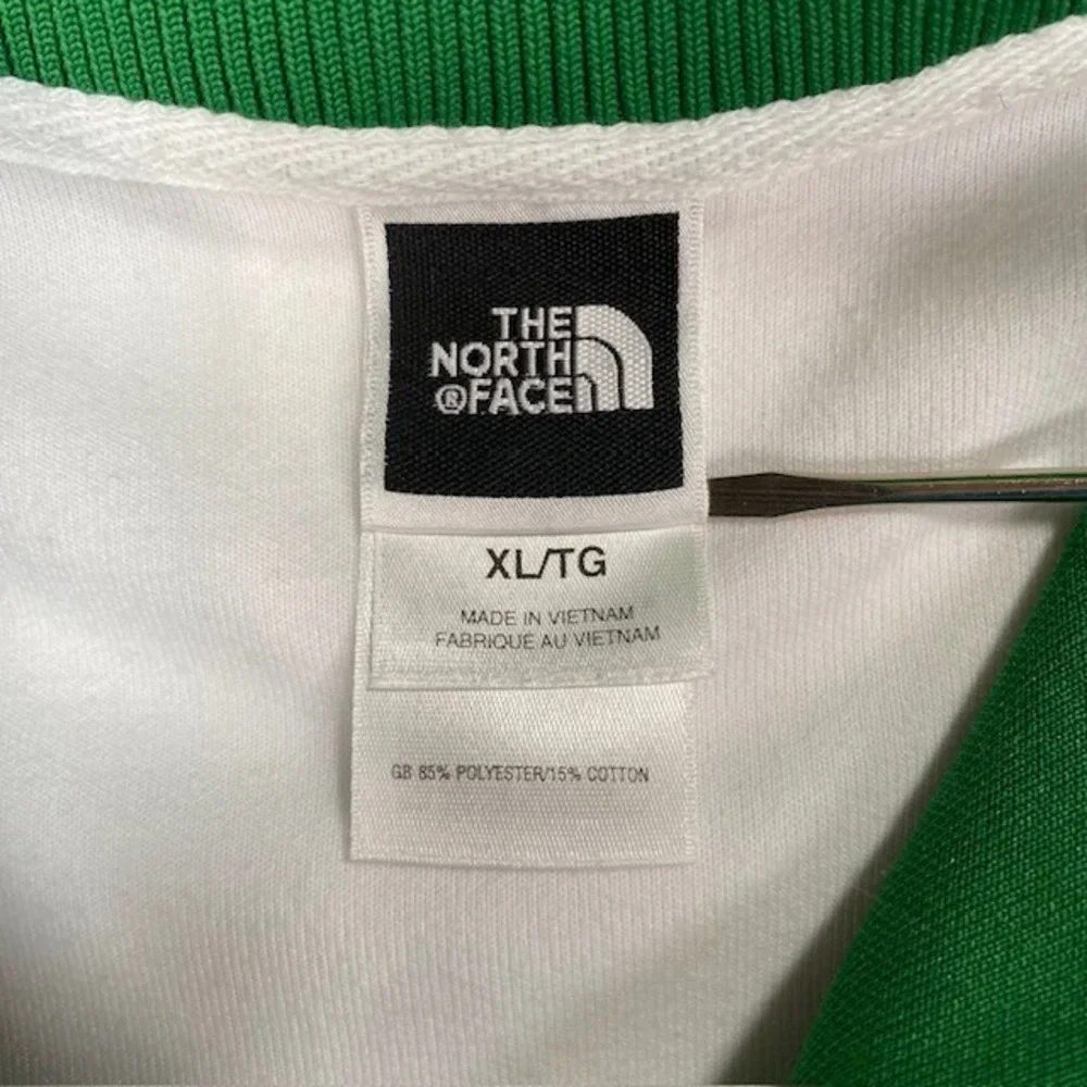 The North Face Mens XL Colorblock Track Jacket Green White Full Zip‎ Mock Neck